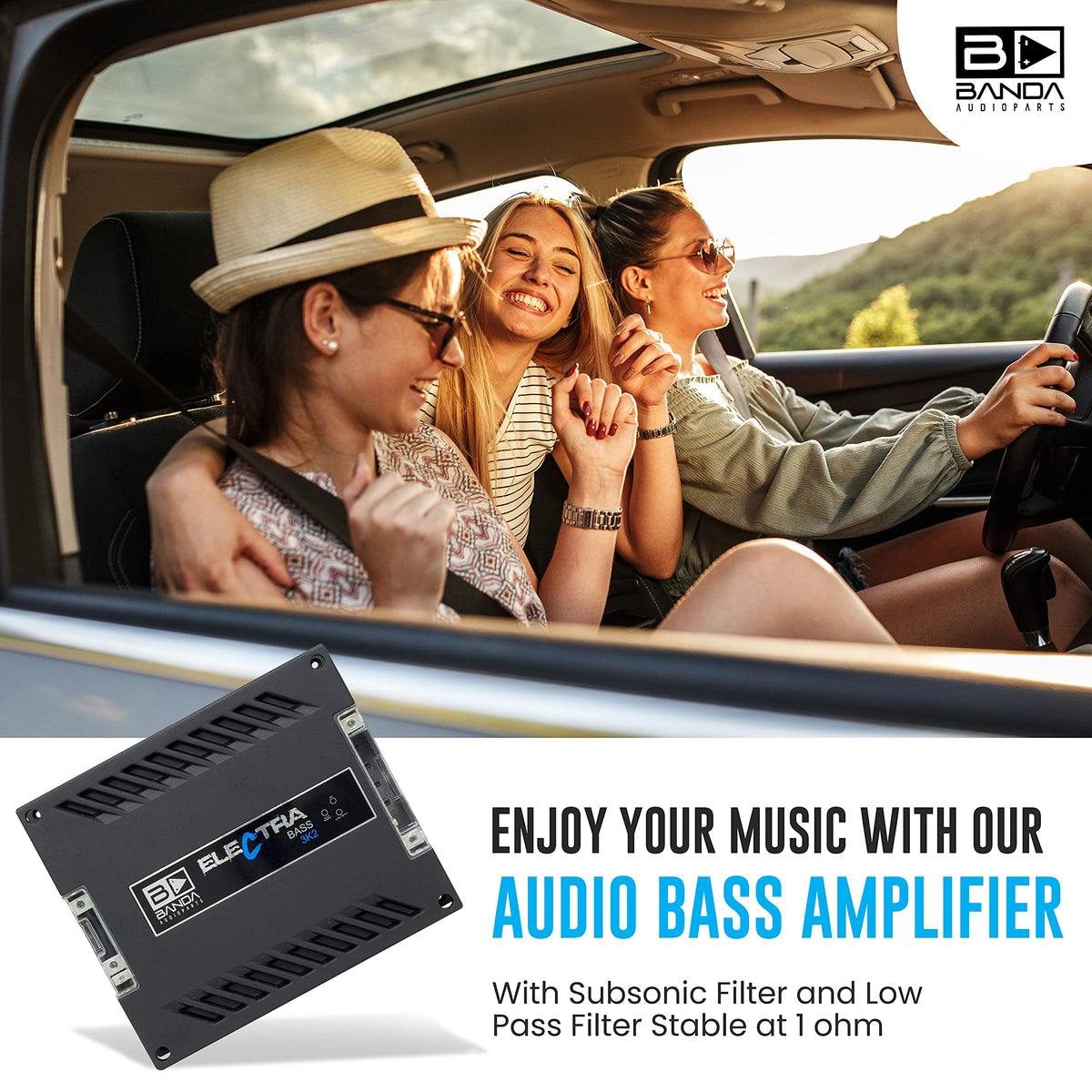 Banda Electra Bass 3K2-1 Channel 3750 Watts RMS 2 Ohm Car Amplifier