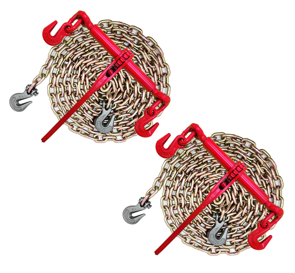 Chain and Binder kit, 4,700lbs Safe Working Load, (2) 5/16"X20' G70 Chain and (2) 5/16-3/8 Ratchet Load Binders. Trailer Accessories.