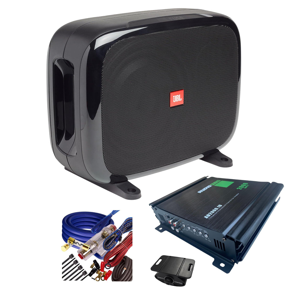 JBL Fuse Dual Compact Passive Subwoofer + Audio360 AD2000.1 Monoblock Amplifier w/Wiring Kit