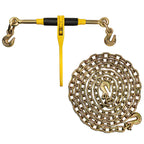 20ft Chain and Binder Kit 3/8in-1/2in, G70 Chains Ratchet Load Binders 9200lbs Working Strength, (4) Ratchet Binders and Chains, (4) 3/8in x 20ft G70, for Truck, Tie Down, Hauling, Towing