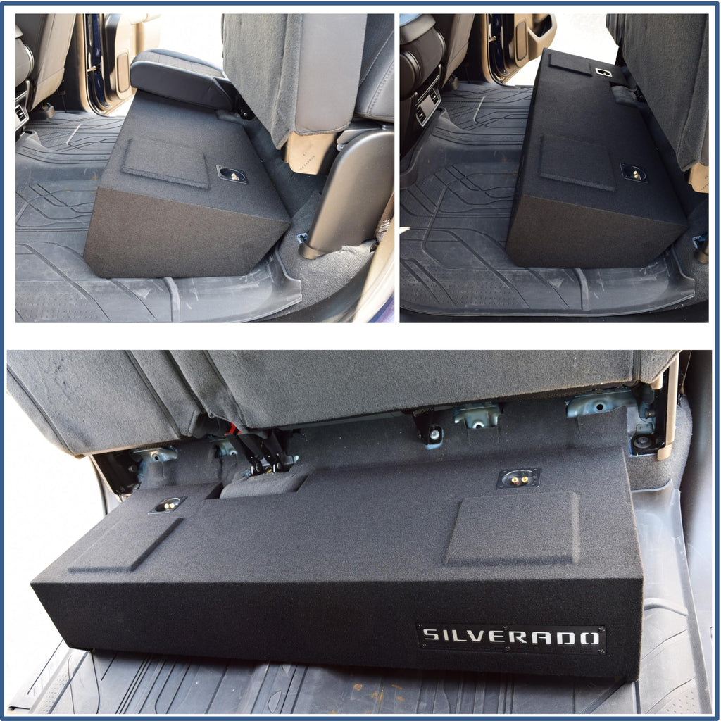 Chevy Silverado 2019-2026 Crew Cab and Double Cab 10" Dual Ground Shaker Subwoofer Enclosure Ported and Sealed (Green, 12" TW3)
