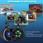 Pyle 1000W Amplified Off-Road Audio System with RGB Lighting, Bluetooth Streaming & Universal Mounts - Waterproof Bluetooth Speaker with Dual 5.25 Marine Speakers for ATV & UTV Use